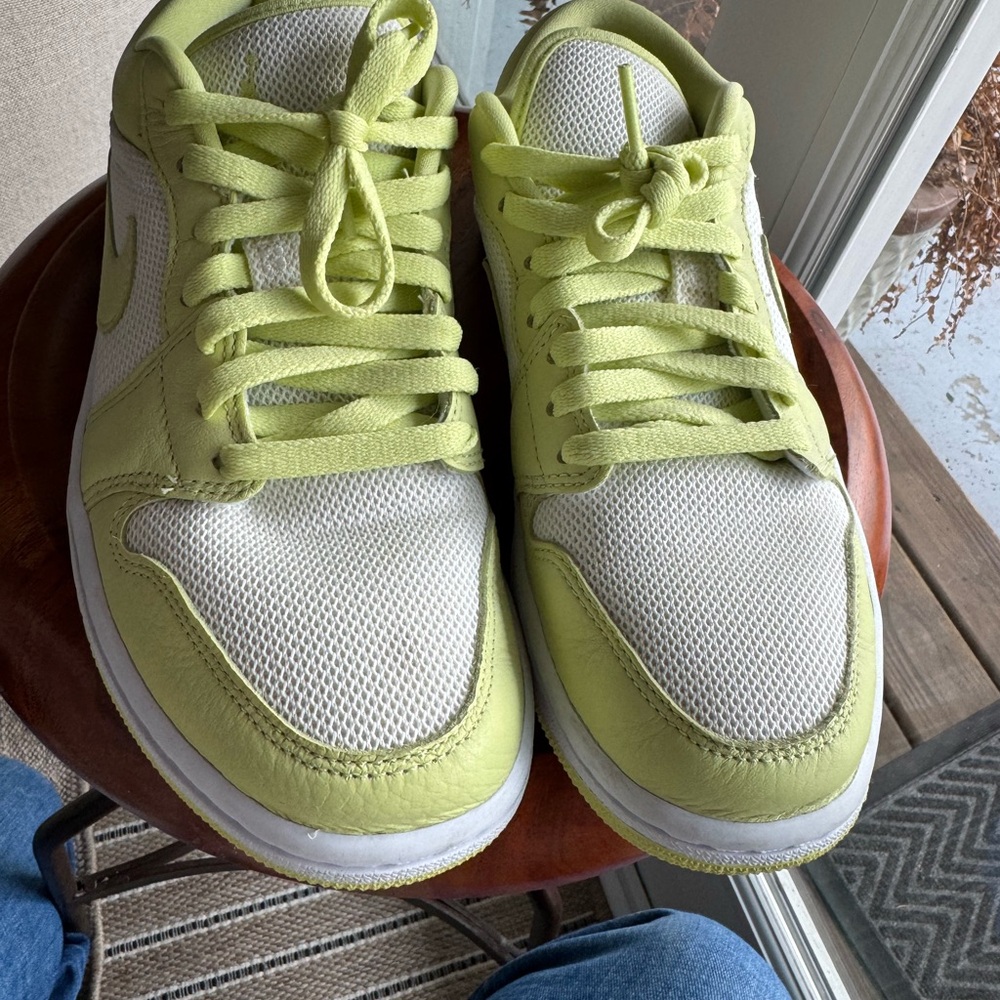 Jordan Low Top Athletic Sneakers in Lime and White